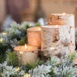 Rustic Birch Wooden Tealight Candle Holder