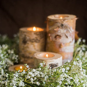 Rustic Birch Wooden Tealight Candle Holder