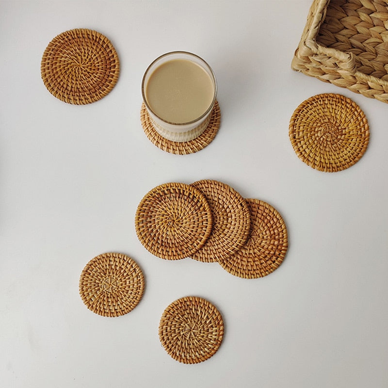 Natural Woven Rattan Coasters