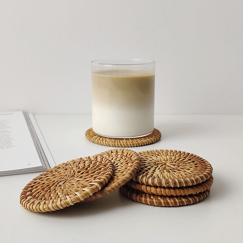 Natural Woven Rattan Coasters